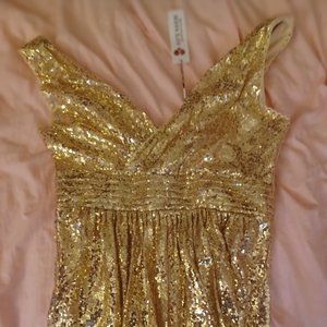 Kate Kasin Gold Sequin Gown